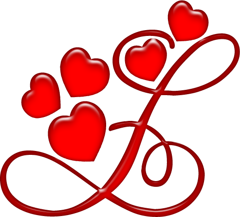 Alfabeto Rojo Con Corazones - Letra L Com Coração (493x447)