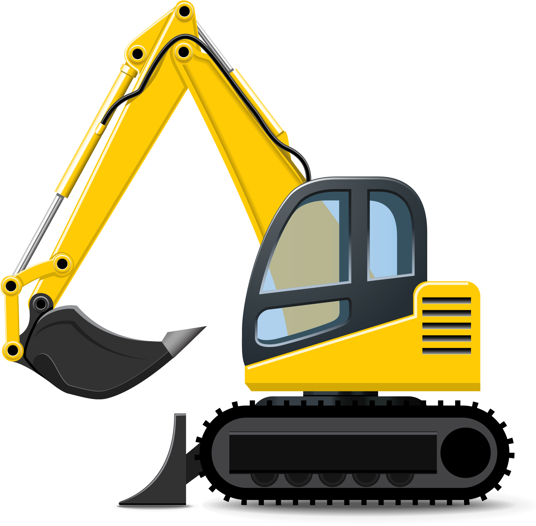 Excavator Heavy Equipment Backhoe Clip Art - Clip Art Construction Trucks (2083x2083)