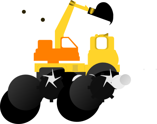 Bulldozer, Orange And Yellow Clip Art At Clker - Excavator Cartoon (600x477)