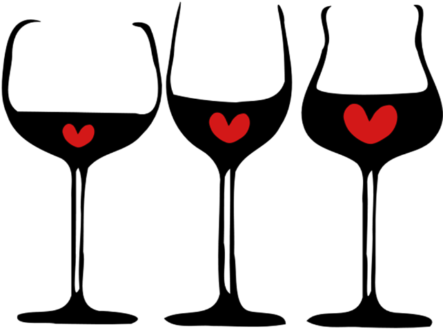 Cheers 3 Red Hearts Wine Glasses Standard Weight - Wine Glass (691x790)