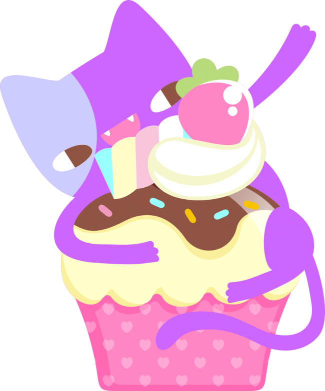Cat Clipart Cupcake - Cartoon Cat Cupcake (650x783)
