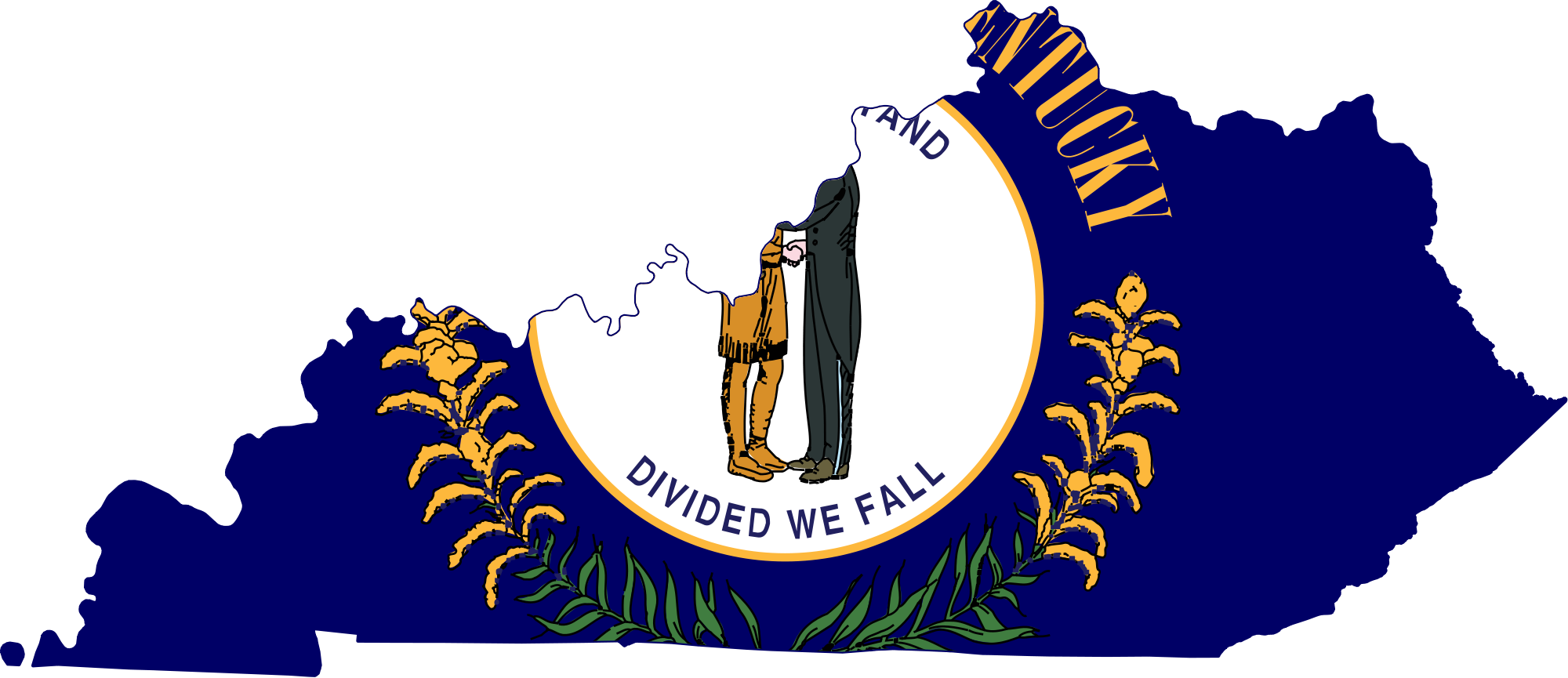 Kentucky Clipart - Kentucky State Flag Map (2000x865)