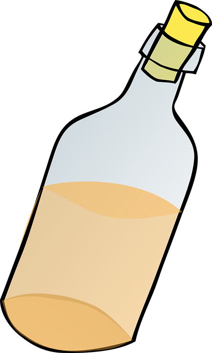 Sand, Glass, Wine, Drawing, Bottle, Cartoon - Message In A Bottle (433x720)