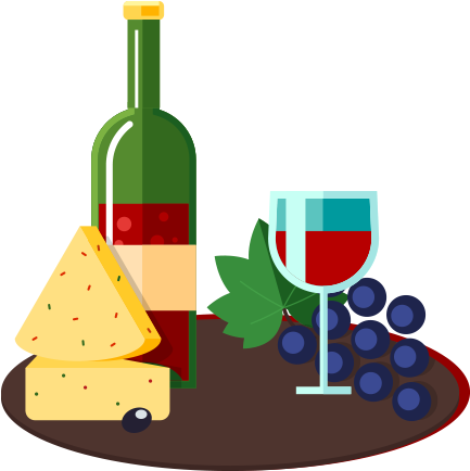 Red Wine Cheese Illustration - Wine And Cheese Cartoon (582x579)