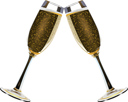 Champagne Clink Glasses Alcohol Bubble Bub - Champagne Transparent (423x340)