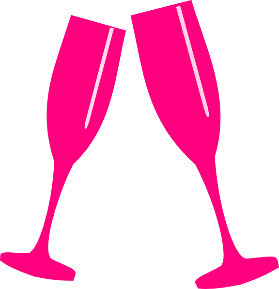 Champagne Glass Clip Art - Pink Champagne Glass Clip Art (576x597)