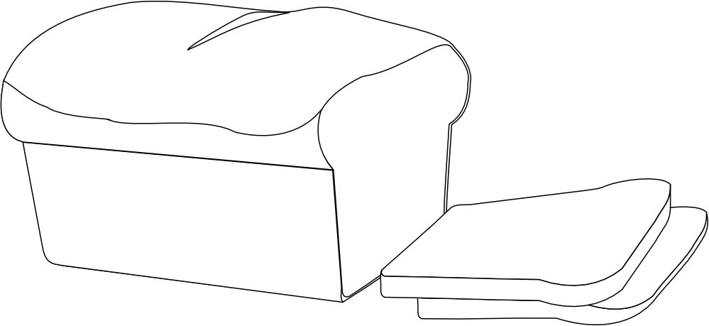 Bread Black White Line Art 999px 54 - Black And White Bread Png (999x459)