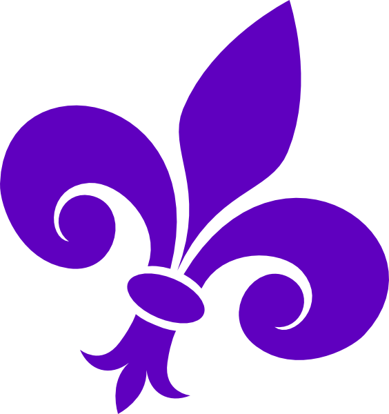Purple Fleur De Lis On Angle Clip Art - Purple Fleur De Lis Transparent (564x600)