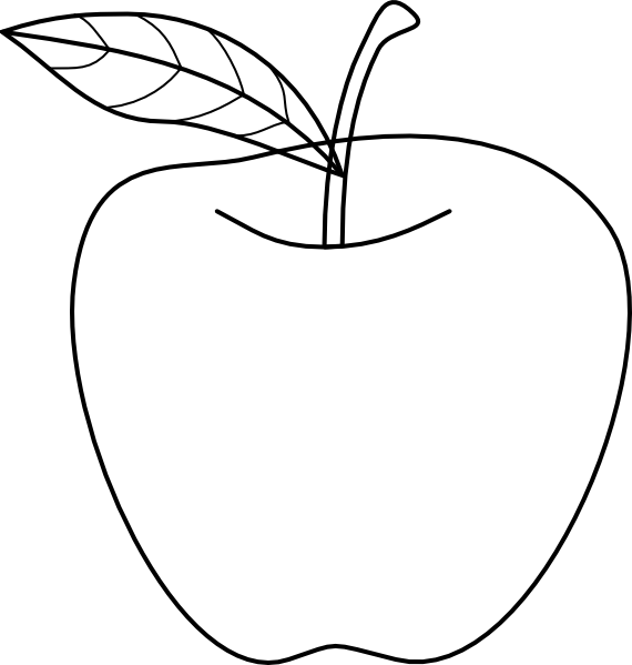 Apple Clipart Black And White Clipart Panda - Outline Of An Apple (570x599)