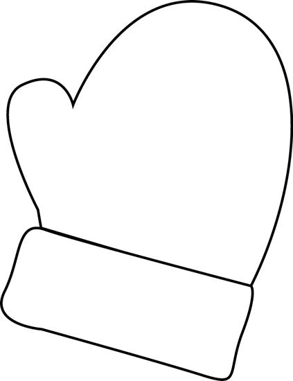 Black And White Mitten Clip Art - Black And White Mitten Clip Art (423x550)