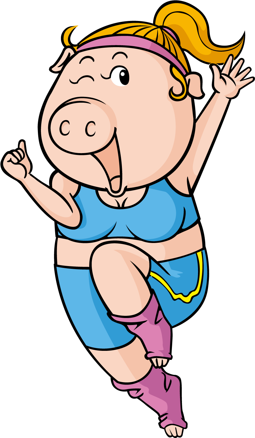 Domestic Pig Cartoon - Vector Graphics (1500x1501)
