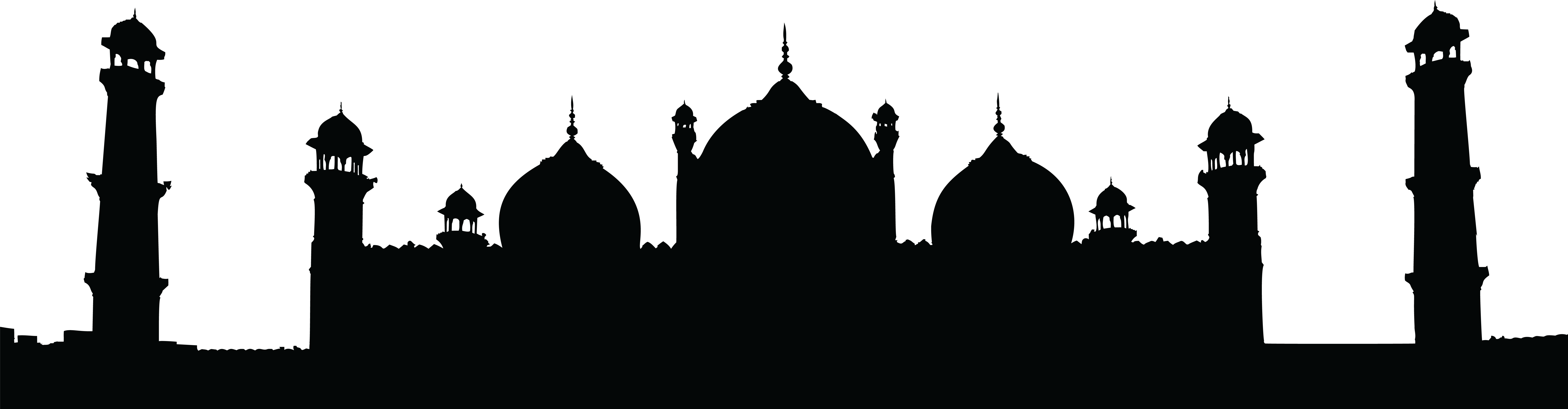 Free Clipart Of A Badshahi Mosque Lahore Pakistan Black - Badshahi Mosque (8000x2089)