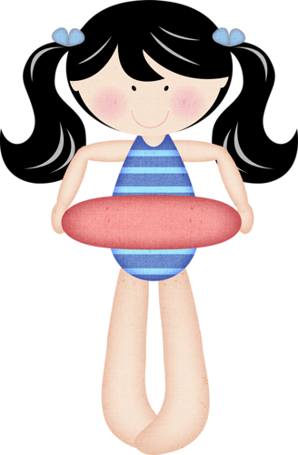 Black Haired Girl With Floatie - Swimming Pool (328x500)