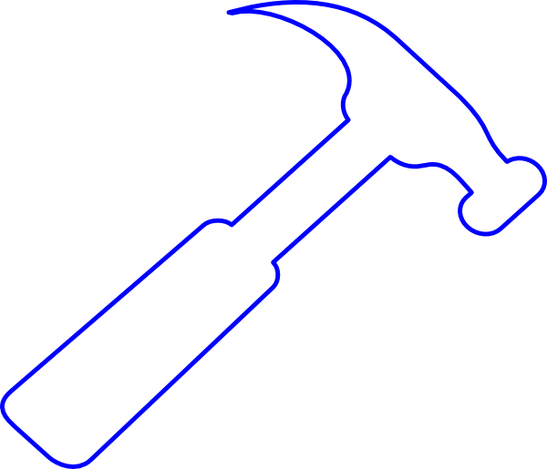 Blue Outline Hammer Clip Art - Clip Art (600x515)