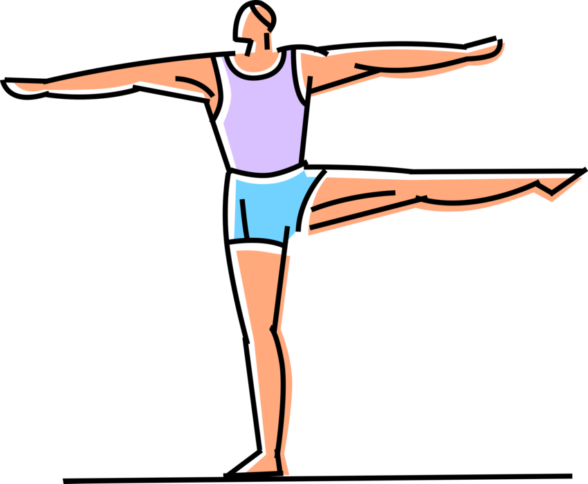 Vector Illustration Of Gymnast Balancing On One Leg - Vector Illustration Of Gymnast Balancing On One Leg (850x700)