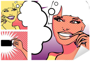 Comics Style Girl And Hand With A Card Sticker • Pixers® - Comics (400x400)