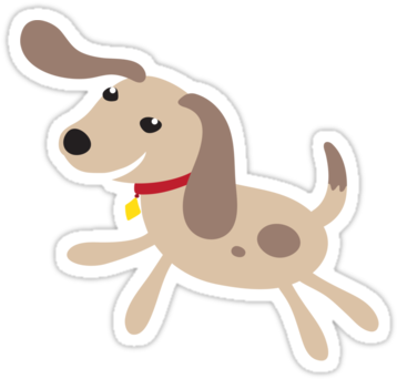 Cute, Happy Cartoon Puppy Dog With Red Collar - Gray Dog Cartoon (375x360)