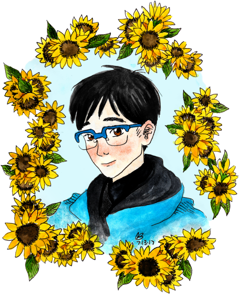 Yuri With Sunflowers Ii By Elyon192 - Yuri With Sunflowers Ii By Elyon192 (807x989)