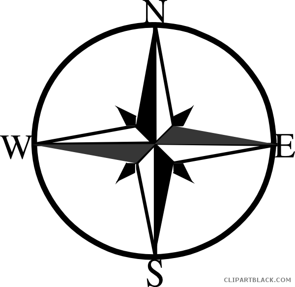 North East South West Compass Tools Free Black White - North Clipart (600x585)