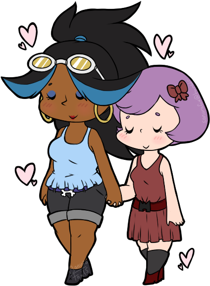 Chibi Shelly And Courtney I've Been Meaning To Draw - Pokemon Courtney X Shelly (465x600)