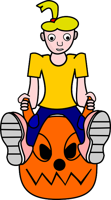Activity, Fun, Girl, Riding, Pumpkin, Blonde - Clip Art (357x640)