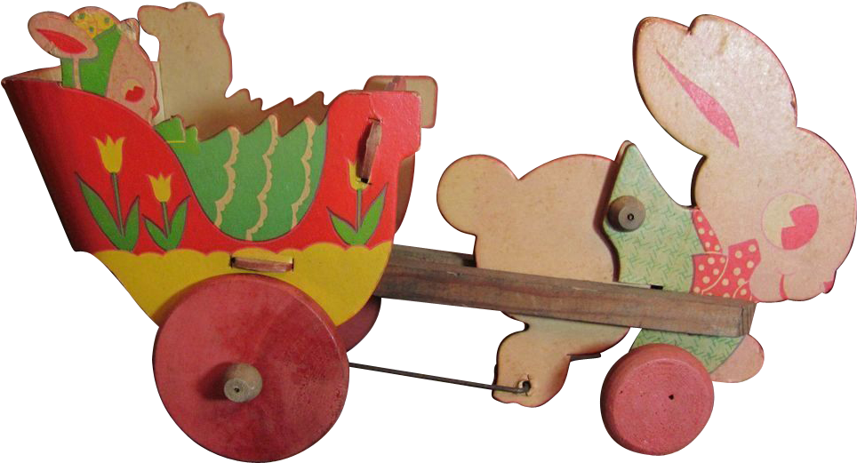 Bunny Pulling Candy Container Cart From The 1940's - Toy Craft Kit (963x963)