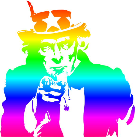 Art Rainbow Uncle Sam By Frederick Holiday - Uncle Sam Black And White (600x600)