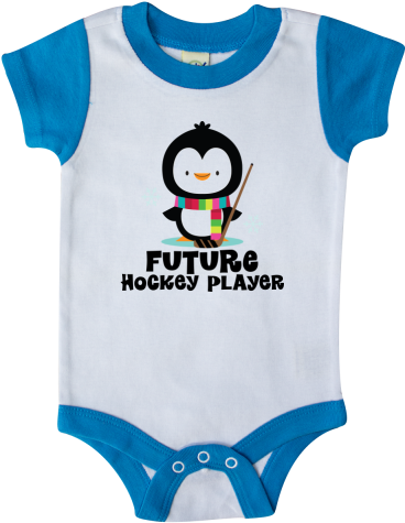 Future Hockey Player Infant Creeper With Cute Penguin - Inktastic 1st Christmas Penguin Baby Bib Babys First (480x480)