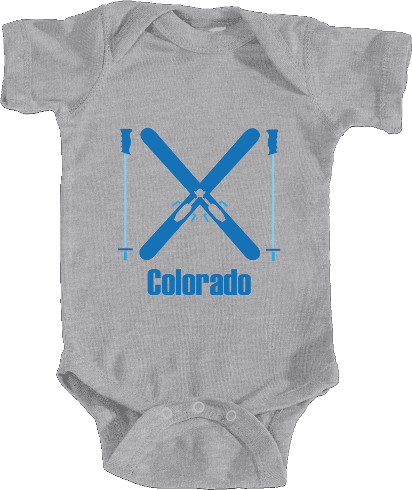 Ski Colorado Crossed Snow Skis - Geek Baby Clothes, Geek Baby Onesie, Geekery Onesie, (1000x1000)
