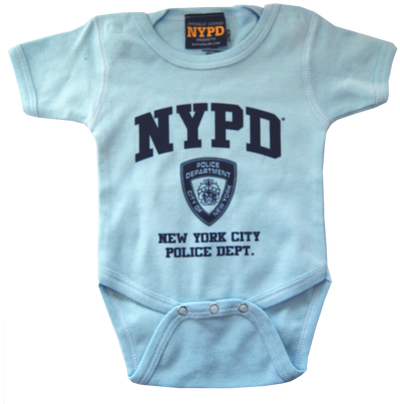 Nypd Infant Onesie Light Blue With Navy Chest Print - Nypd T Shirt (500x425)