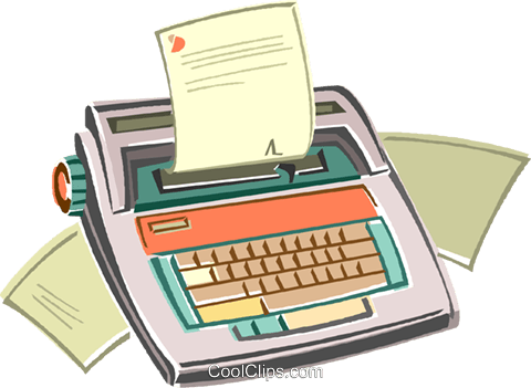 Electric Typewriter Royalty Free Vector Clip Art Illustration - Document (480x351)