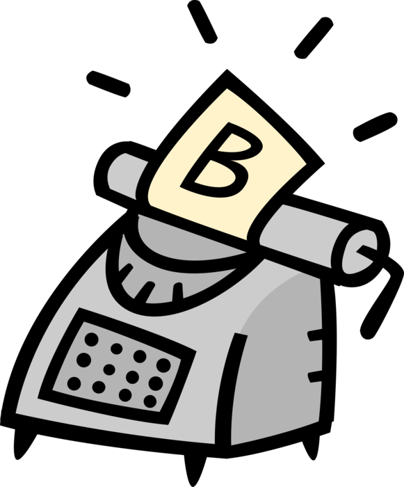 Vector Illustration Of Typewriter Mechanical Machine - Vector Illustration Of Typewriter Mechanical Machine (581x700)