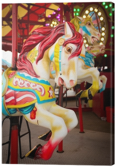 Quadro Su Tela Carosello Di Cavalli Rosso Mane • Pixers® - Child Carousel (400x400)