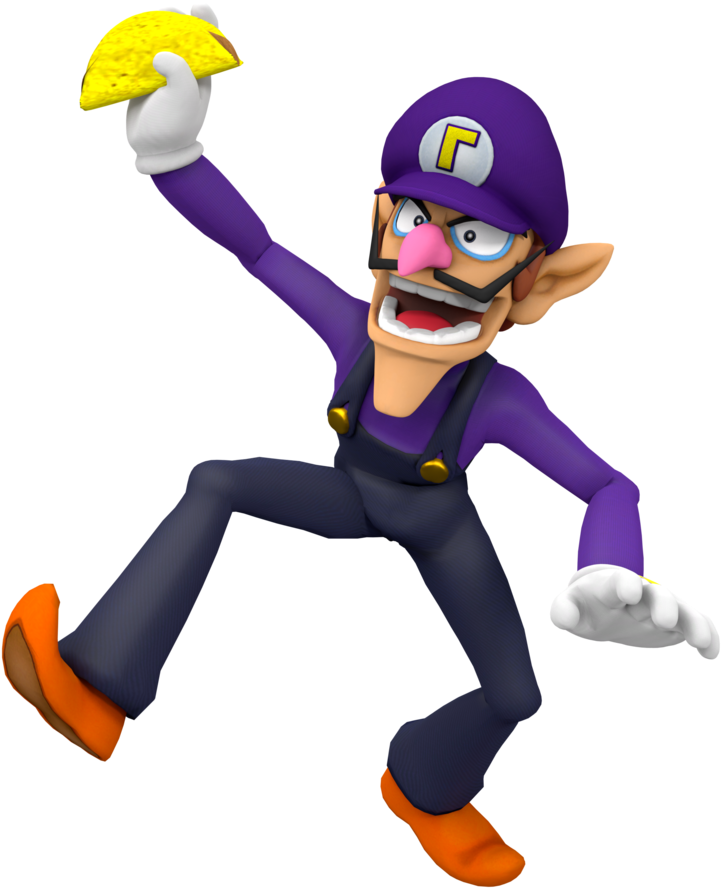 Waluigi Holding A Taco Render By Nintega-dario - Waluigi (847x944)