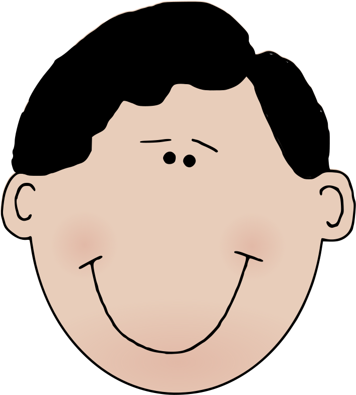 Free Man With Mustache - Black Hair Cartoon Man (729x800)