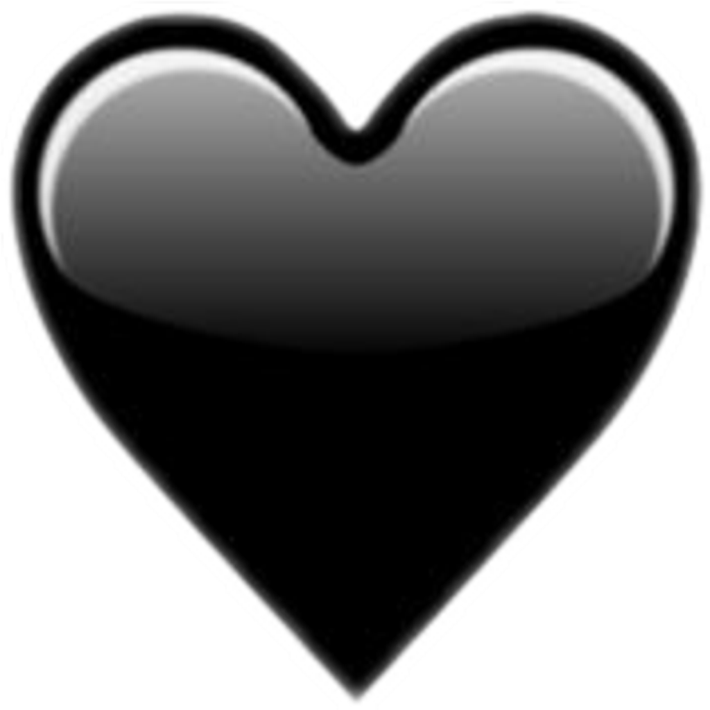 Emoji De Dominio Corazón De La Etiqueta Engomada De - Black Heart Emoji Iphone (1024x1024)