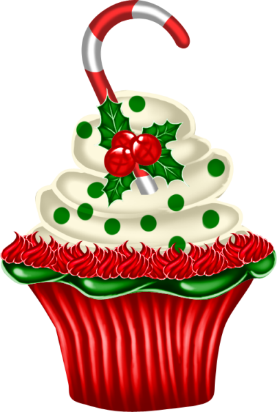Gateaux,tubes,noel Clip Art Cupcakes Noel, Clip - Christmas Cupcake Clipart (403x598)