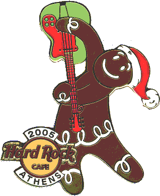 Gingerbread Man With Santa Hat & Guitar - Cartoon (330x400)