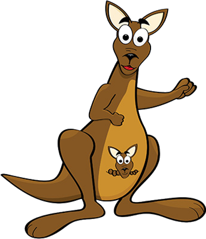 Kangaroo With Joey 4 - Happy Cartoon Kangaroo (500x500)