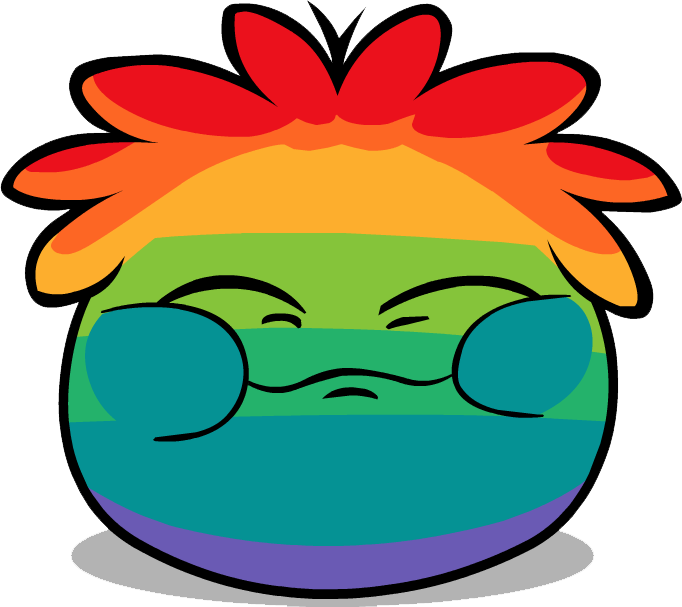 An Eating Rainbow Puffle - Puffle Club Penguin (682x607)