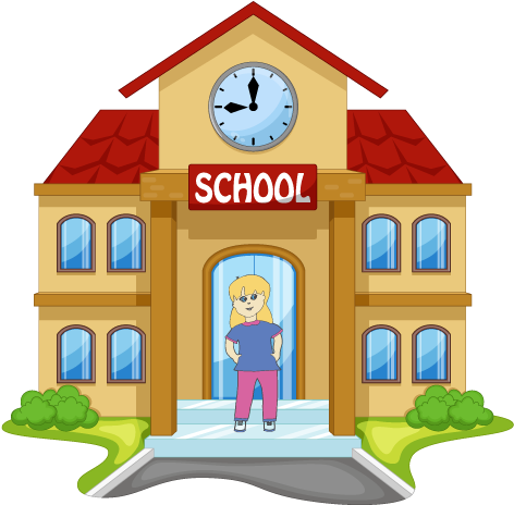 Molly's First Day At School - Go To School Cartoon Girl (585x541)