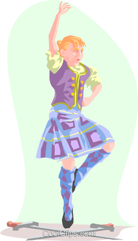 Highland Dancer Royalty Free Vector Clip Art Illustration - Scottish Dancing Clip Art (274x480)