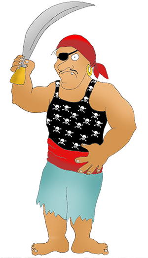 Pirate Clip Art With Heart Tattoo - Cartoon Pirate Png (299x531)