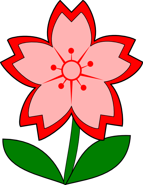 Blue Flower Clip Art Vector Online Royalty Free Public - Sakura Clip Art (462x598)
