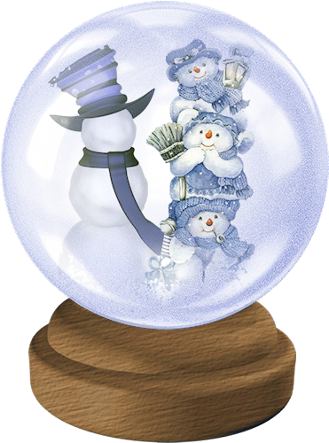 Transparent Christmas Snowglobe With Snowmans Clipart - Christmas (407x513)