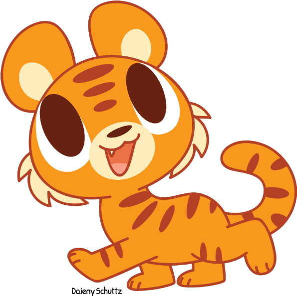 Happy Tiger By Daieny - Kawaii Tiger (650x641)