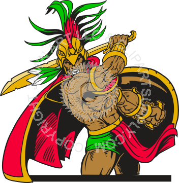 Aztec Warrior Clipart Jaguar - Aztec Warrior Drawings In Color (352x361)