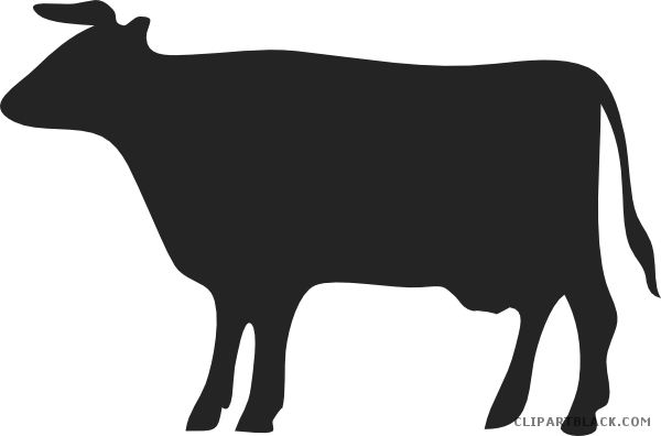 Grayscale Cow Animal Free Black White Clipart Images - Cow Silhouette (600x396)