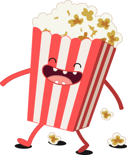 Pin Movie Popcorn Clipart No Background - Single Popcorn Animated Png (413x507)