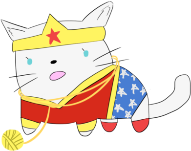 Wonder Cat Weather Proof Glossy Sticker - Cartoon (400x400)